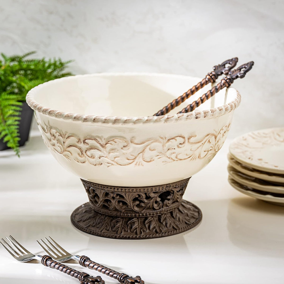Acanthus 12" Serving Bowl with Pedestal